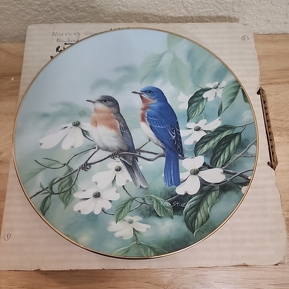 Morning's Glory COLLECTOR PLATE Rob Stine TREASURY OF SONGBIRDS #2 Bluebird 6049